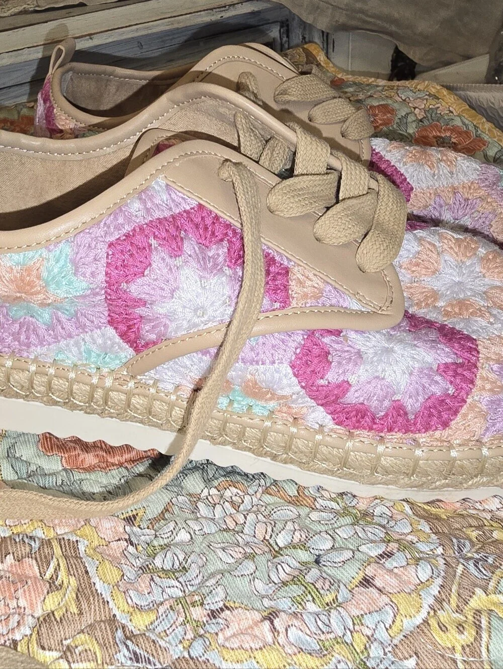 Copper Key Sandbar Croxher Espadrille Sneakers With Laces, New Womens 8